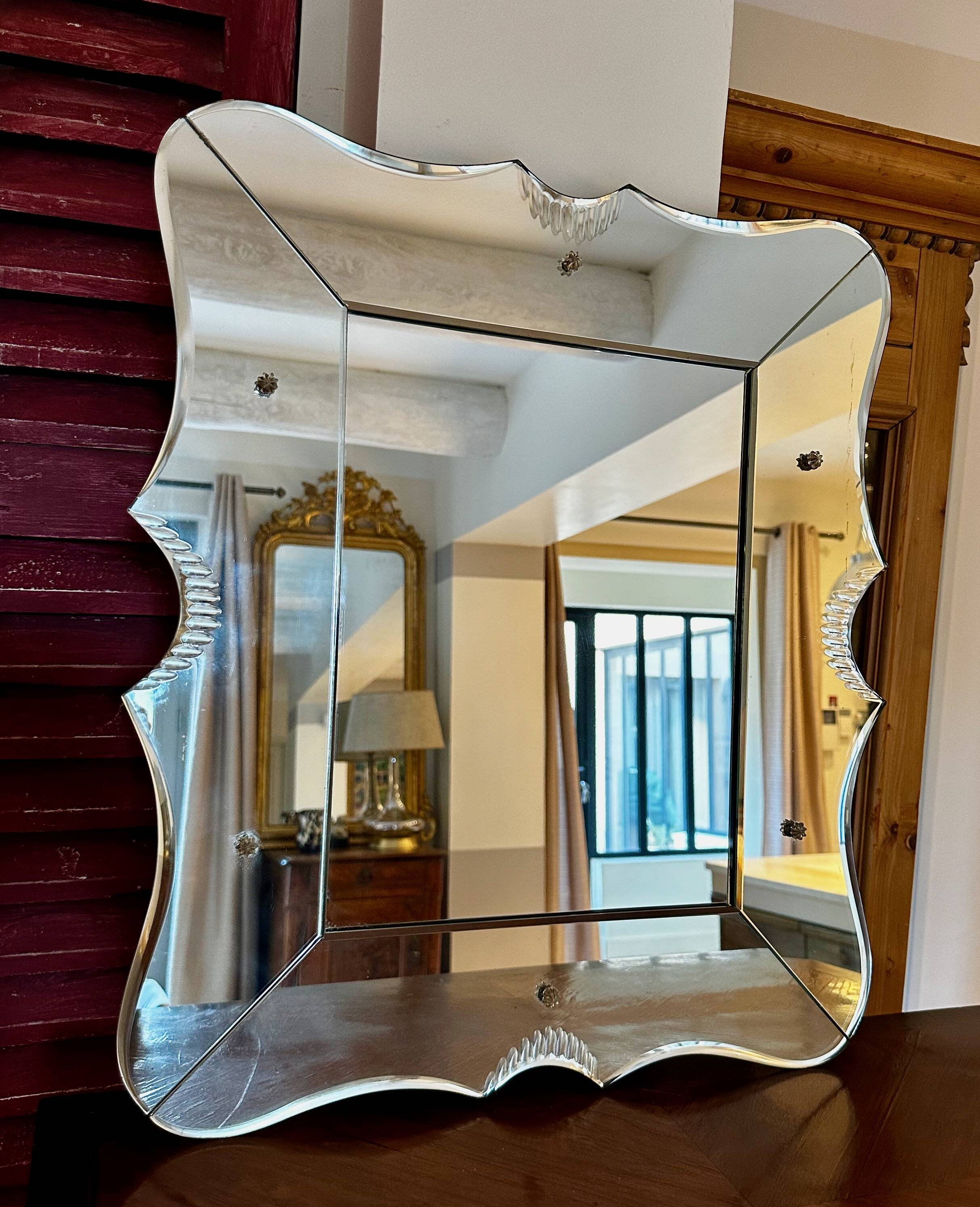 Venetian MIRROR in Murano beveled glass, Vintage