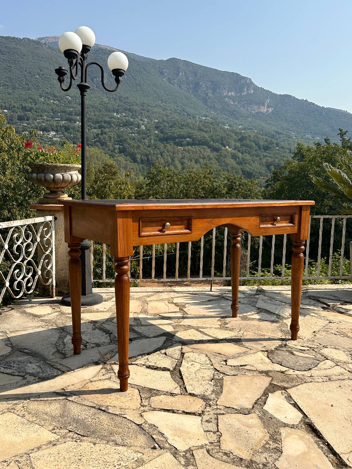 Louis XV style walnut desk, 20th century