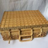 Valise vintage en rotin/osier