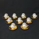 9 Moka Coffee Cups + Saucers Arabia Finland Mira Design Esteri Tomula