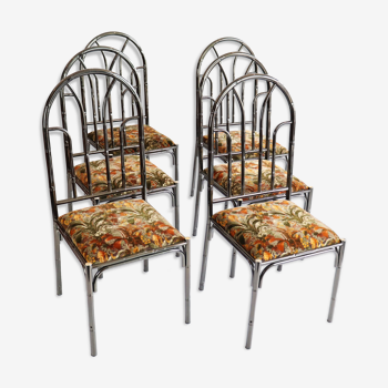 Set of 6 bamboo-like metal chairs