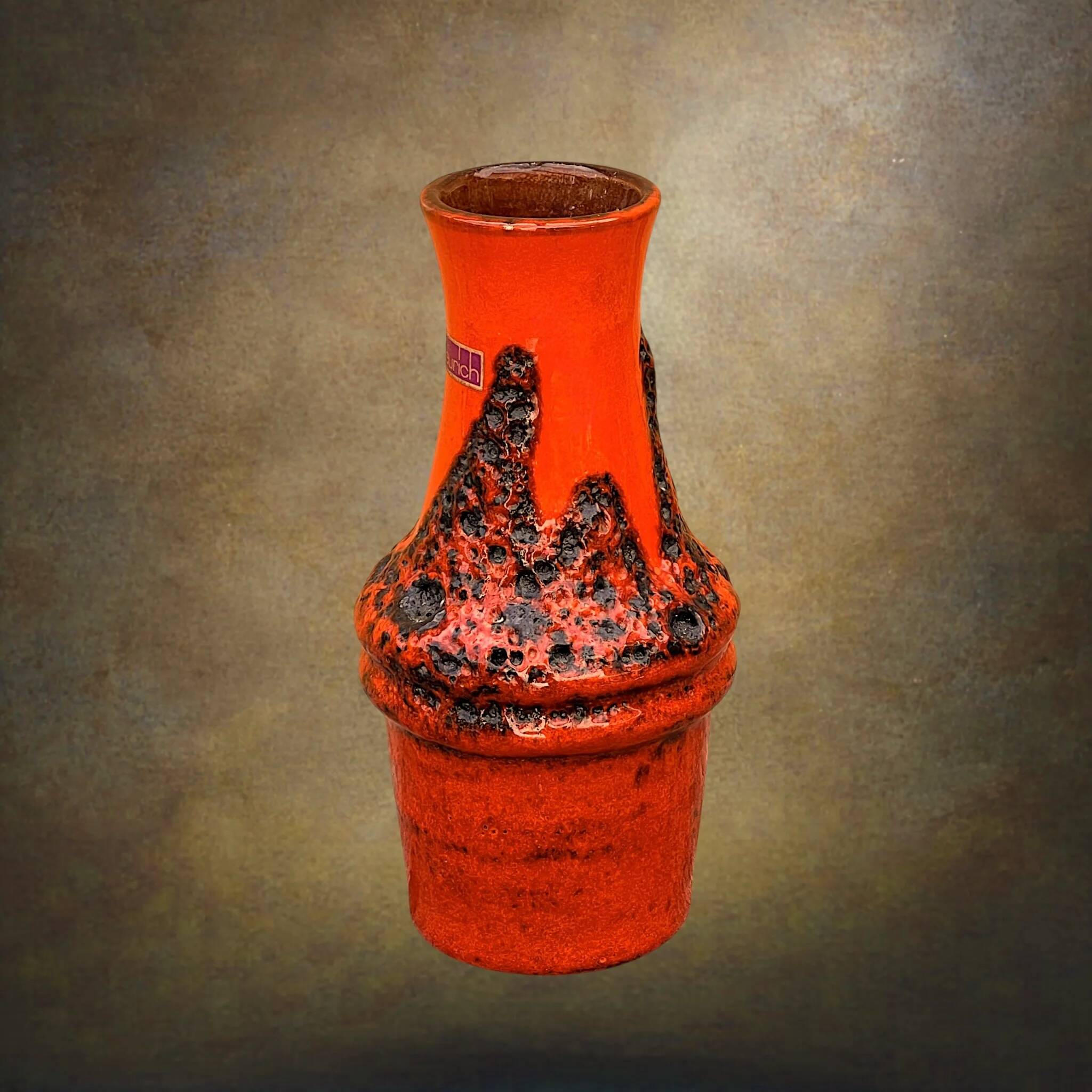 Scheurich Fat Lava vase in red and brown – Model 209-18 – 1970s
