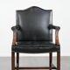 Wooden and black cow leather antique English Gainsborough side/desk/chair