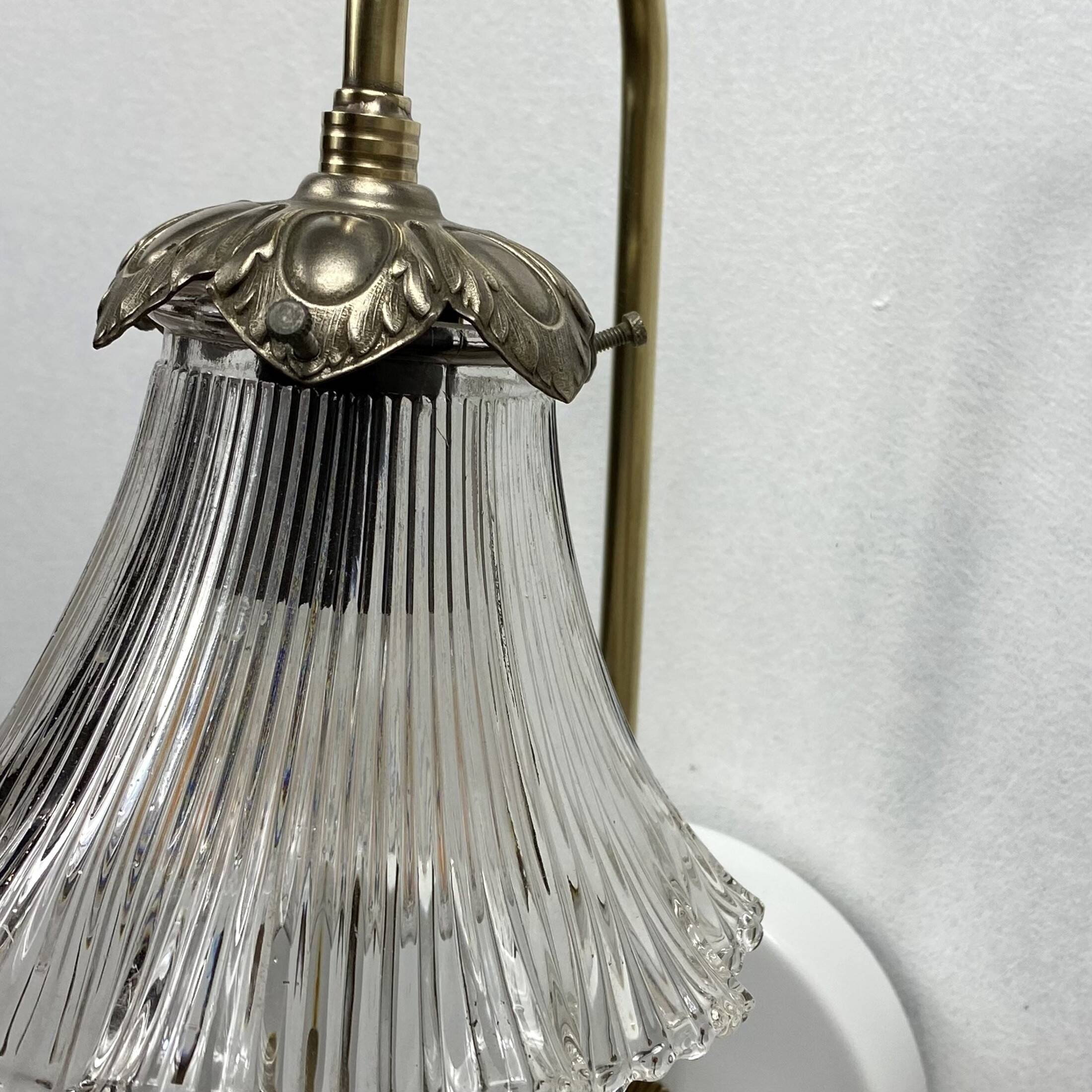 Old wall light swan neck brass tulip transparent glass vintage decoration LAMP-7177