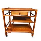 Rattan serving trolley