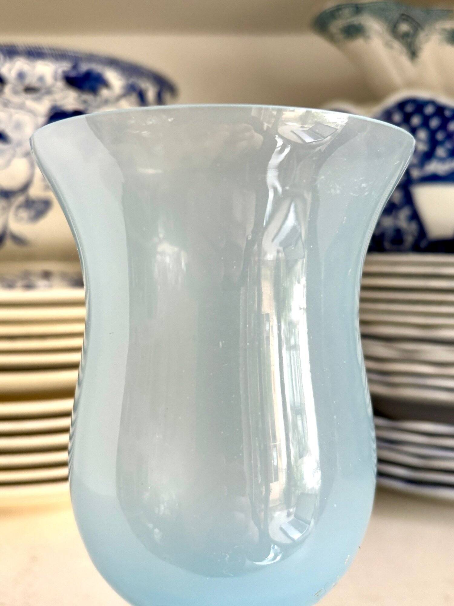 Sky blue opaline vase
