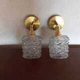 Pair of vintage molded glass wall sconces