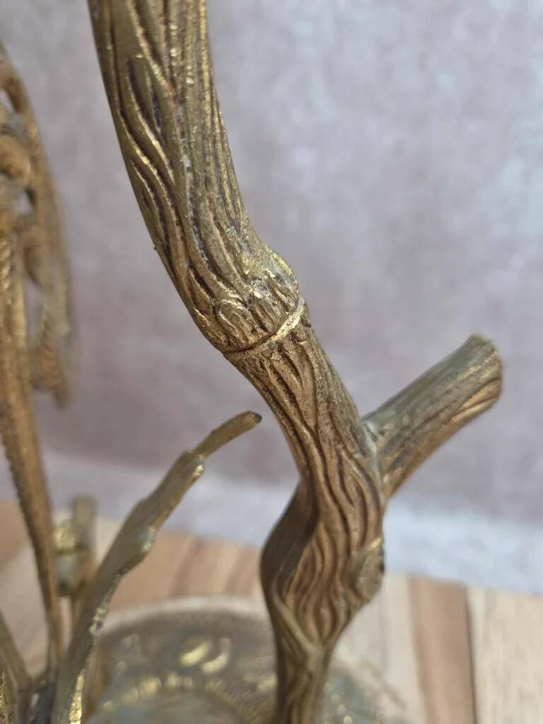 Large vintage lamp in moulded brass – Phoenix – onyx base – 1960s/70s
