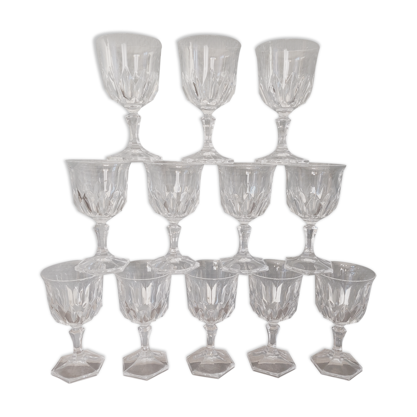 12 vintage wine glasses