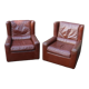 Pair of armchairs with very soft leather ears 80s