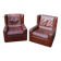 Pair of armchairs with very soft leather ears 80s