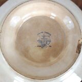Footed dish or compotier with checkerboard decoration by Creil Montereau