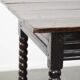 Antique English oak side table from the 18th century with bobbin legs
