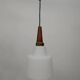 Suspension scandinave en opaline et teck, vers 1960