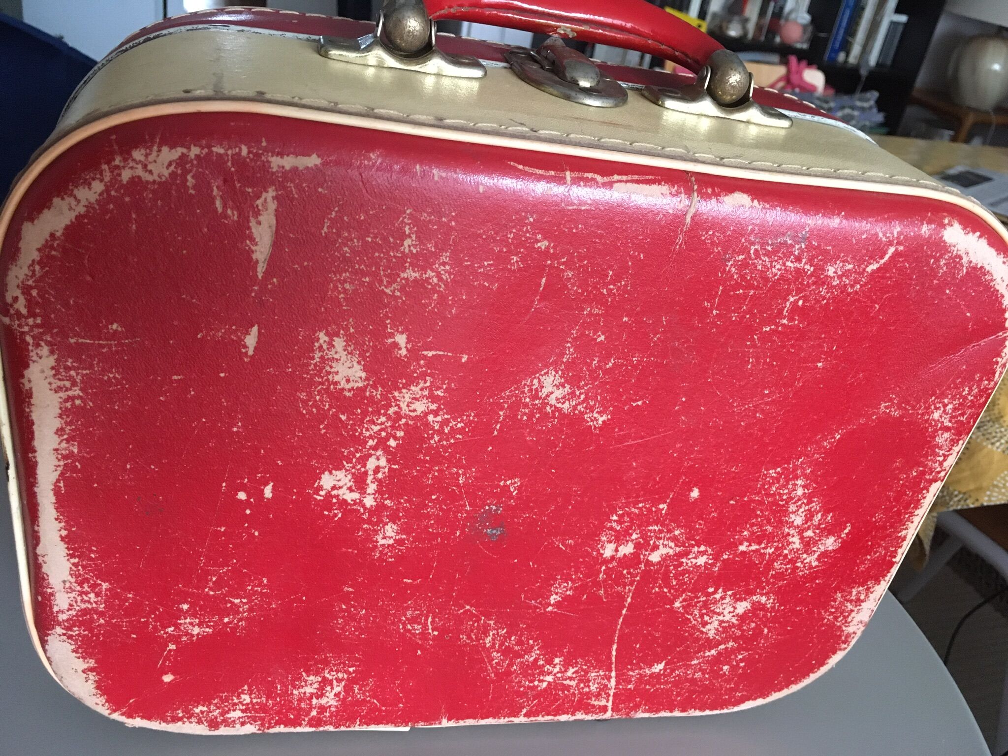 Authentic cardboard suitcase from the 60s