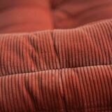 Coral corduroy Togo three-seat sofa by Michel Ducaroy for Ligne Roset