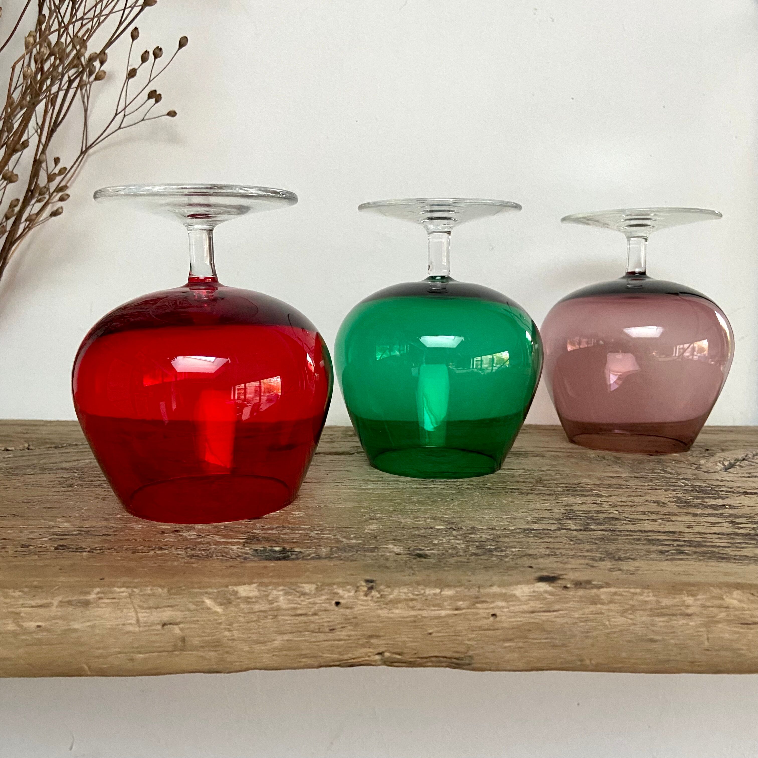 3 verres à dégustation couleurs vintage