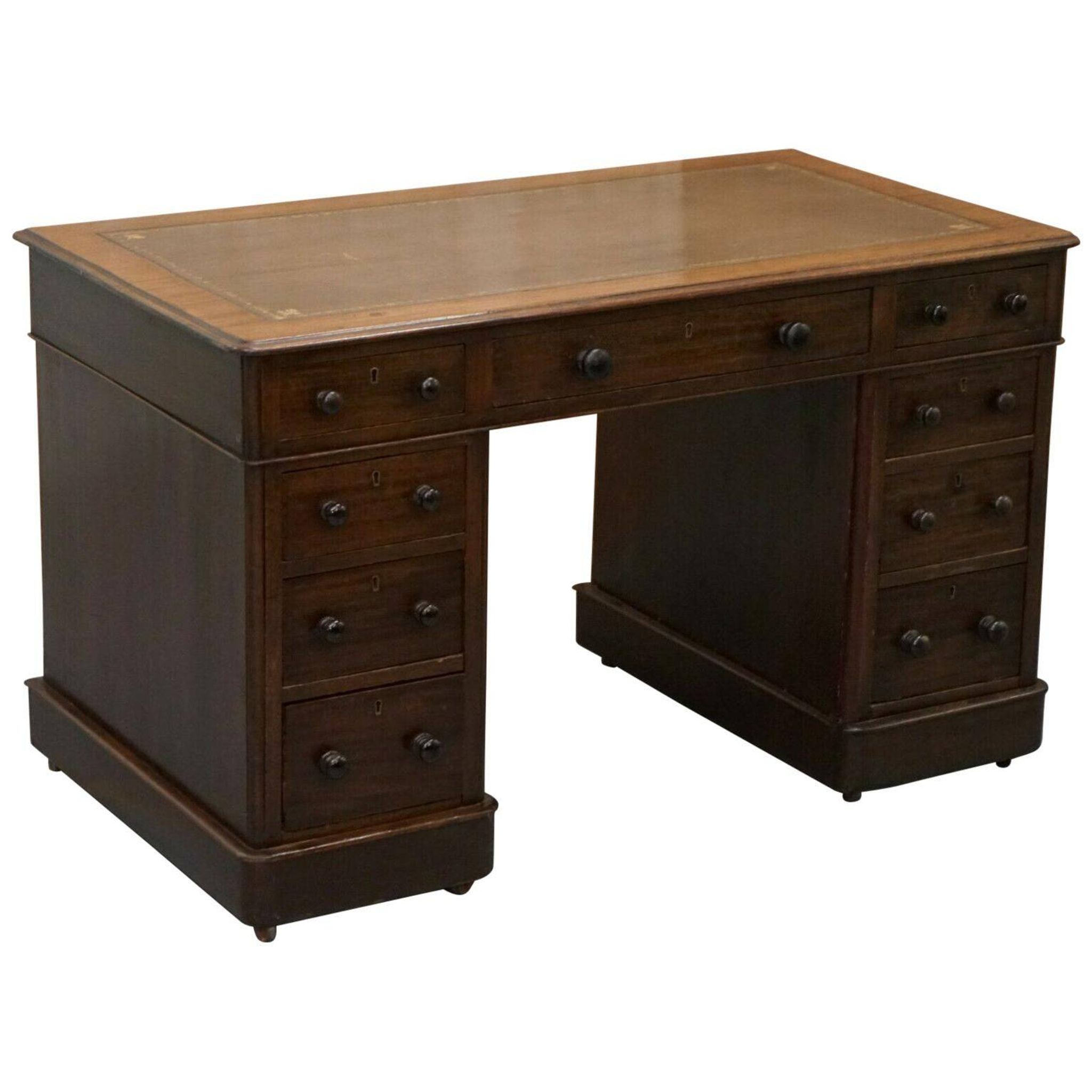 Victorian desk with two columns, hardwood, with VR locks, 1860.