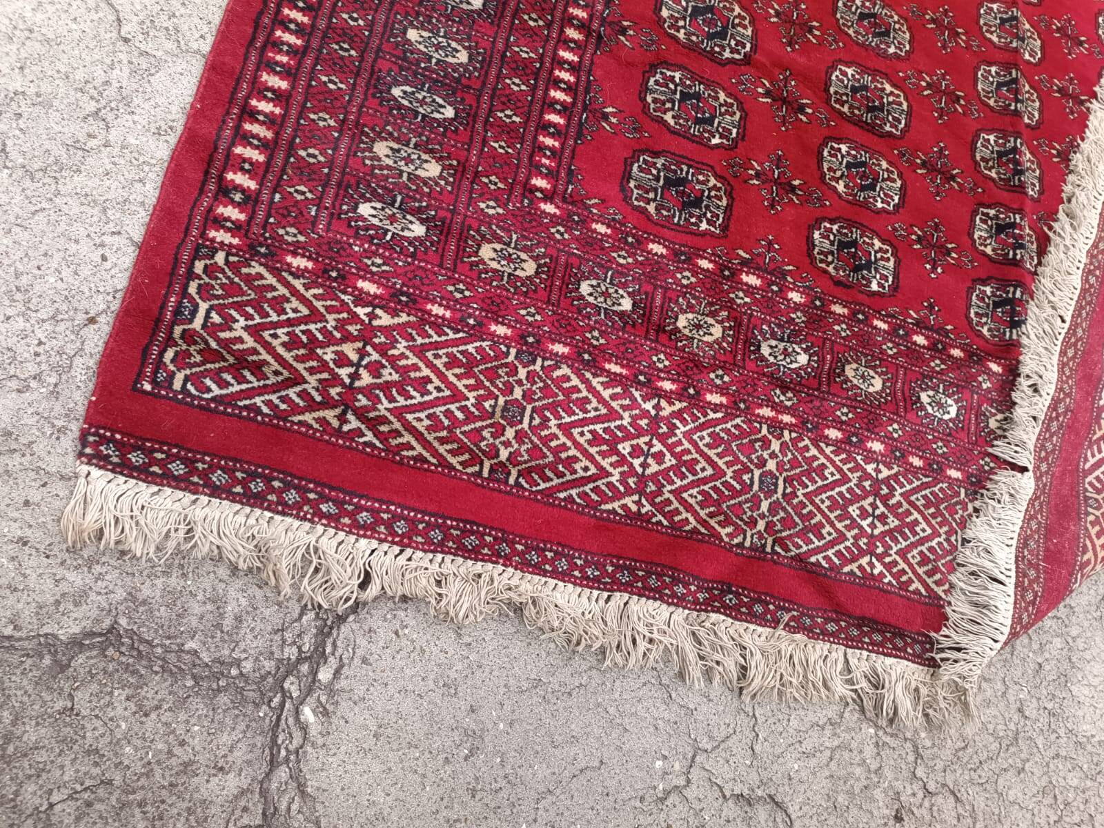 Old Afghan carpet in wool – hand-knotted – tribal patterns – 293 × 186 cm