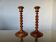 Pair of wooden candle holders turned art deco