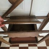 Old wooden locker room with beveled mirror