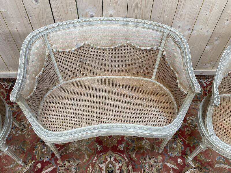 Salon de style Louis XVI en cannage 1900