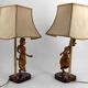 Pair of Sculptural Lamps in Gilt Bronze, Thai Dancers, 20th Century