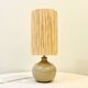 Signed ball lamp in vintage beige stoneware 1970 raffia rope lampshade 70s bohemian chic