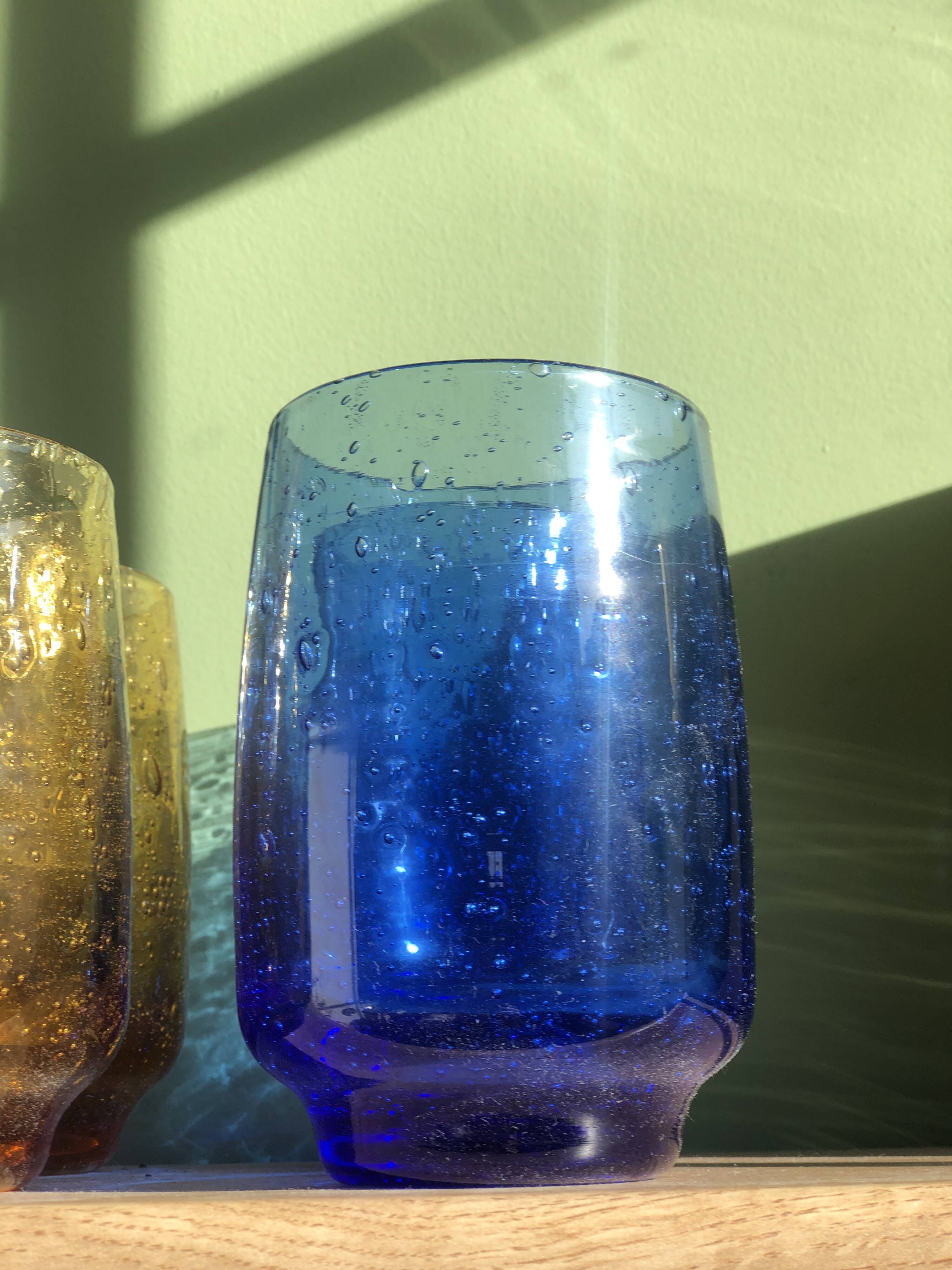 Lot de 6 verres bullés signés Riom
