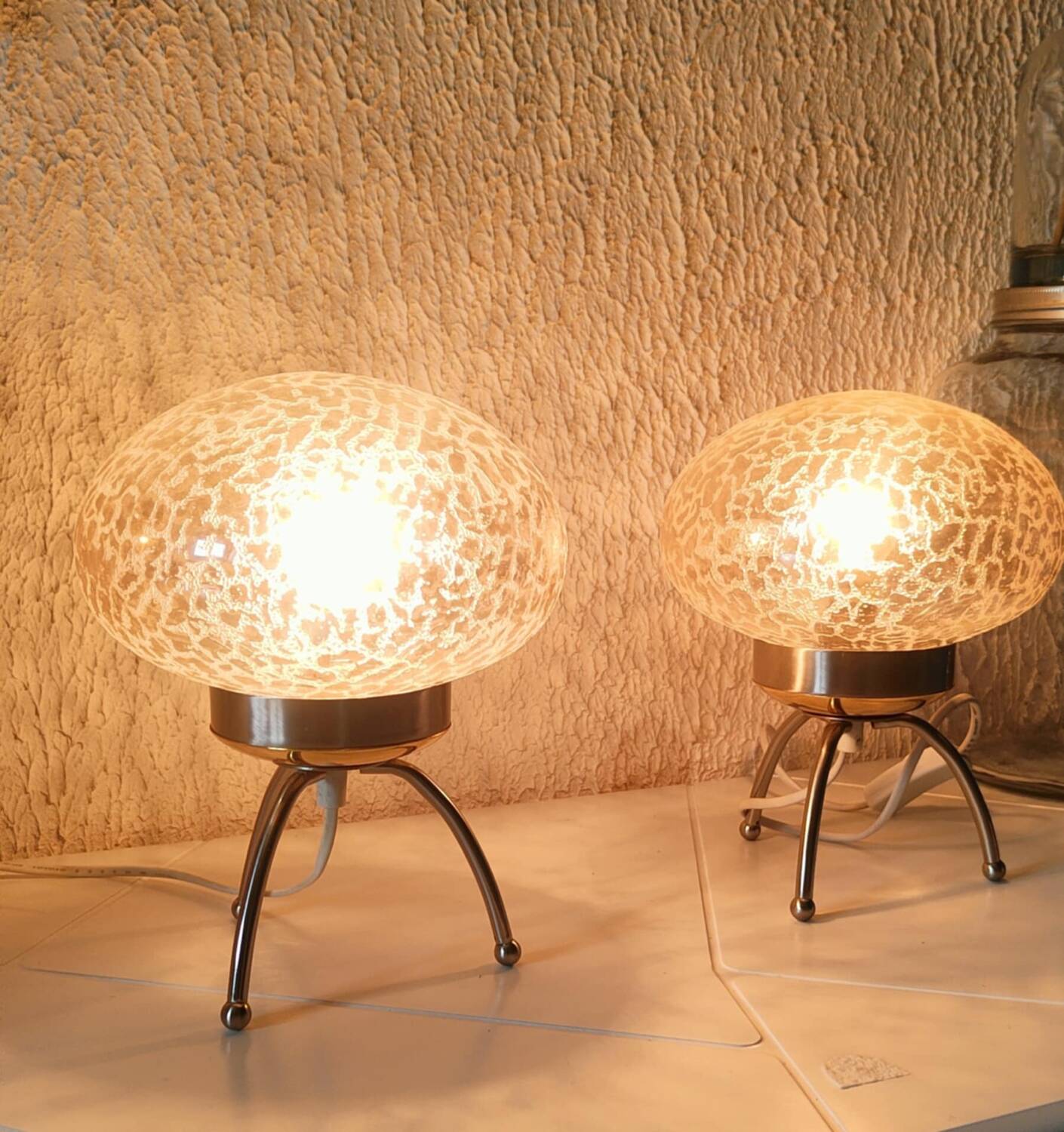 Pair of vintage 1980s Medusa lamps