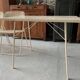 Set folding table and its 4 folding chairs perforated metal cream color - 70s