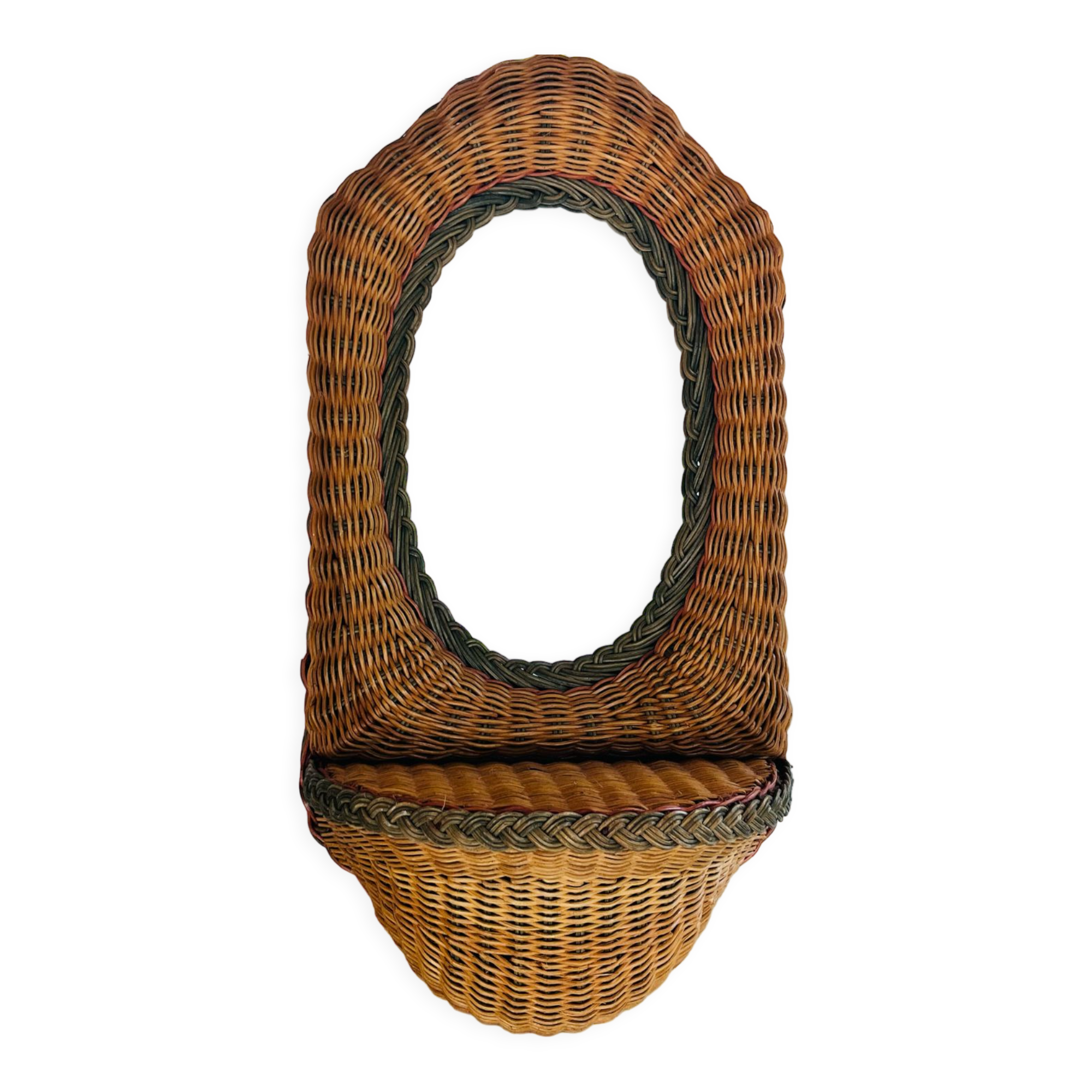 Oval wicker mirror