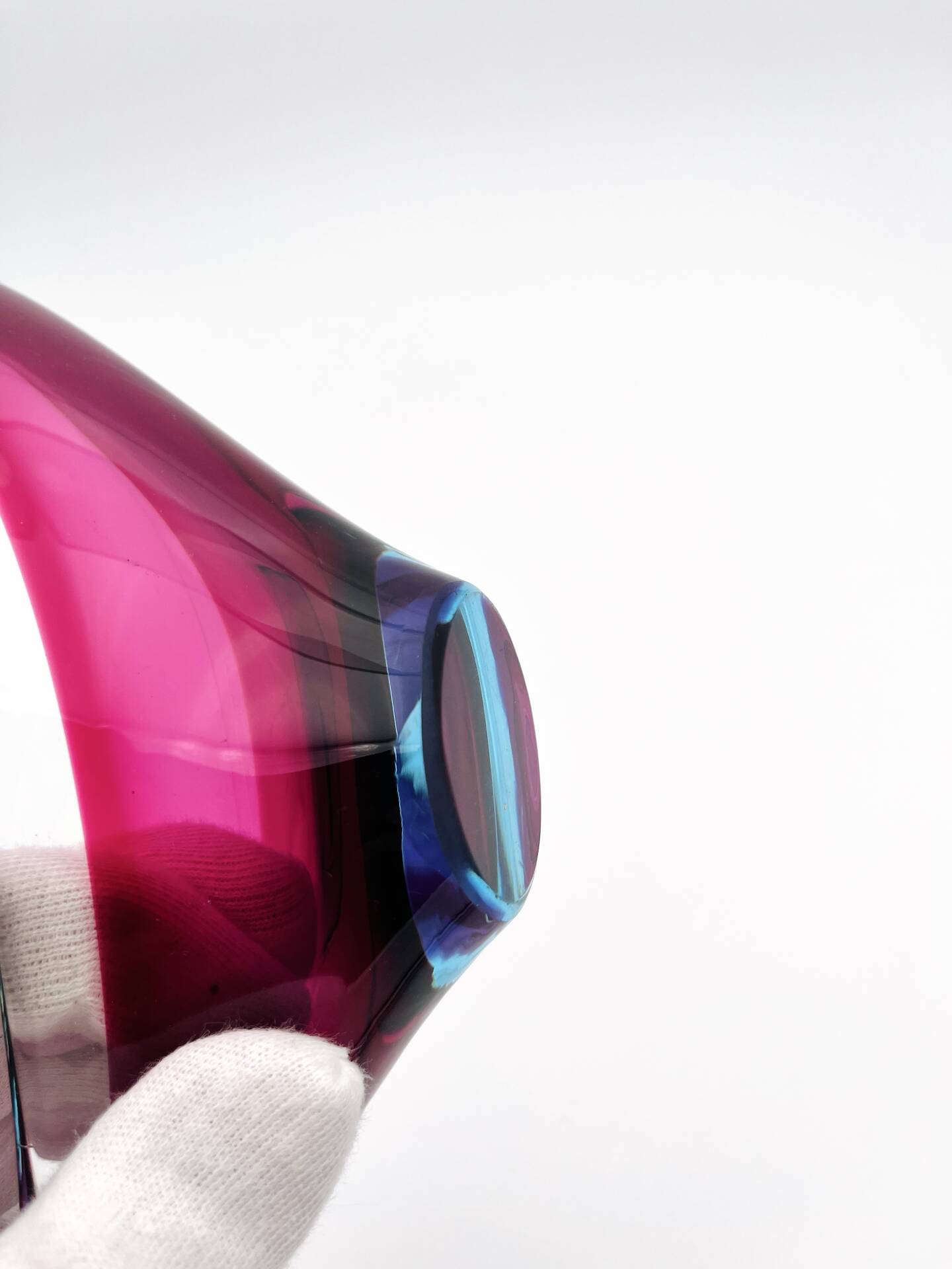 Murano Crystal Sommerso Fuchsia Turquoise Gondola Cup 19cm