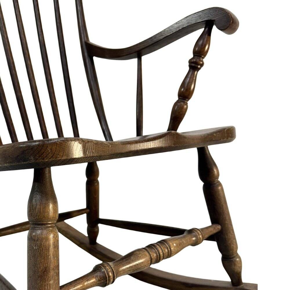 Vintage rocking chair in oak by Den Ouden, The Netherlands, 1975.