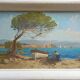 Tableau HSP "Mediterranean Sea" boat and fisherman signed Dorges