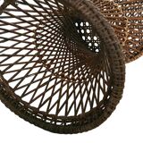 Old Diabolo Stool In Woven Rattan Year 60-70 Vintage Decoration