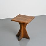 Pair of solid pine side tables, French Alps, circa 1970.