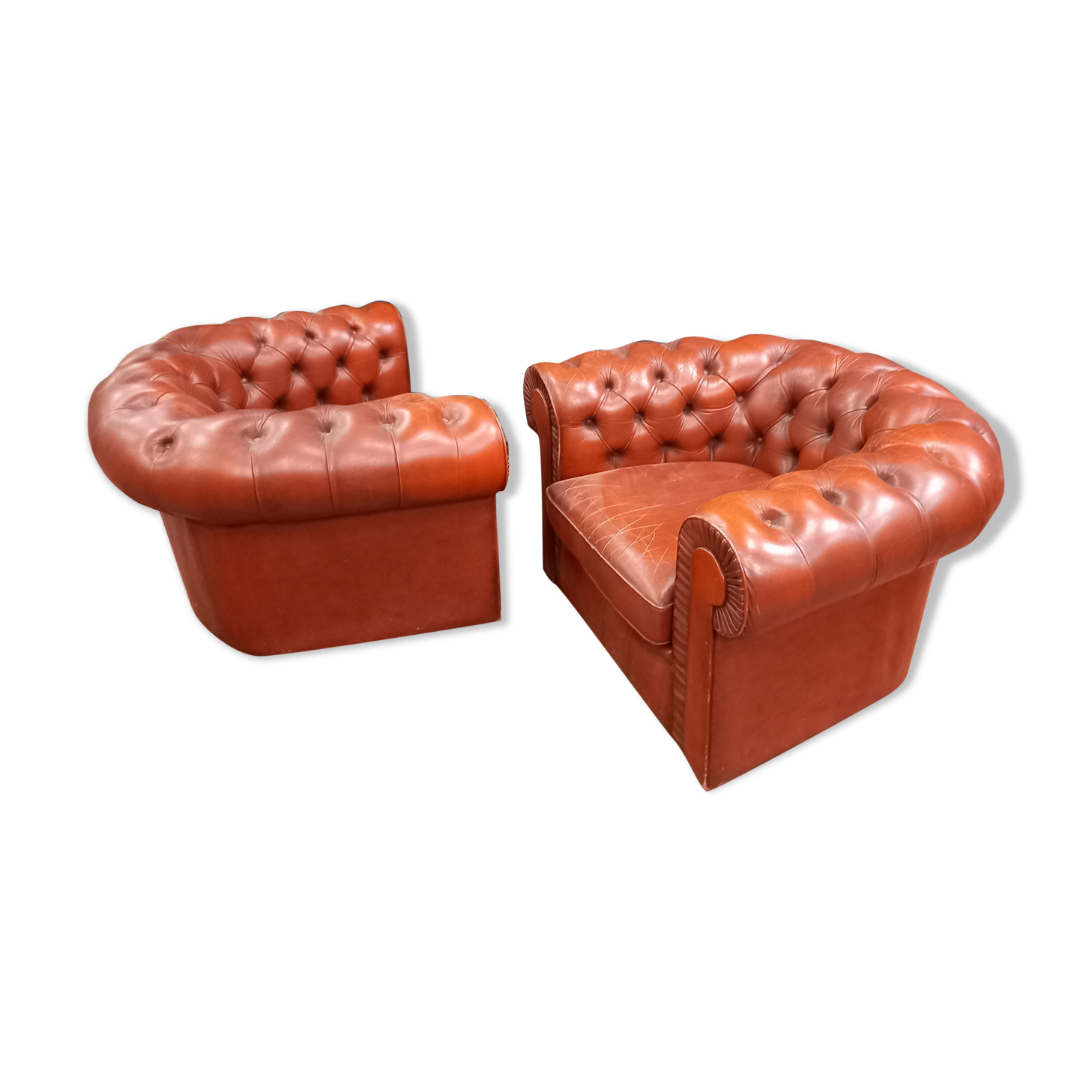 Pair of chesterfield armchairs