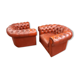 Pair of chesterfield armchairs