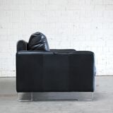 Vintage black leather sofa from Lavalina