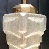 Art deco pendant lamp, frosted glass globe, skyscraper, building