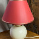 Cracked ceramic lamp, fabric shade, 1980s.
