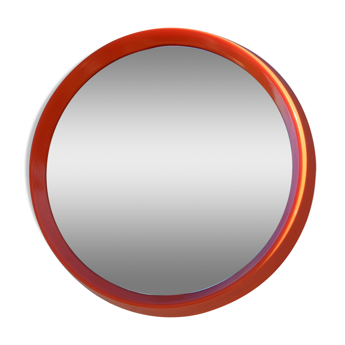 Vintage round plastic orange mirror