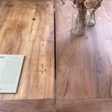 Walnut farmhouse table with swivel and extendable top