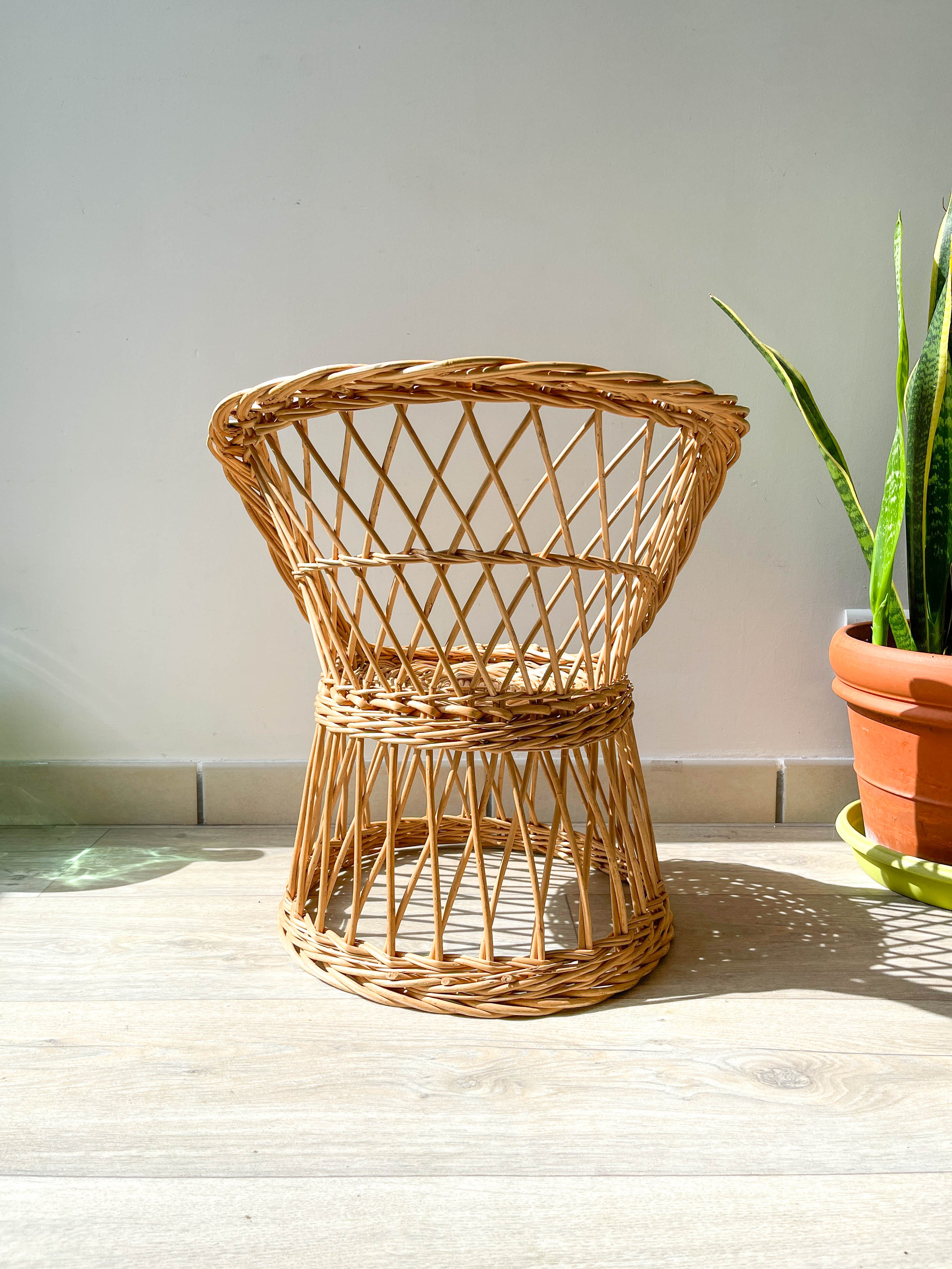 Pair of vintage rattan children's armchairs
