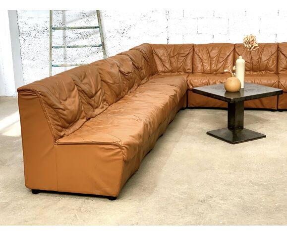 Grand Hotel De Lyon 1980 Modular Leather Sofa Set Selency De Lyon 1980 Modular Leather Sofa Set, Leather Sofa Pit Group