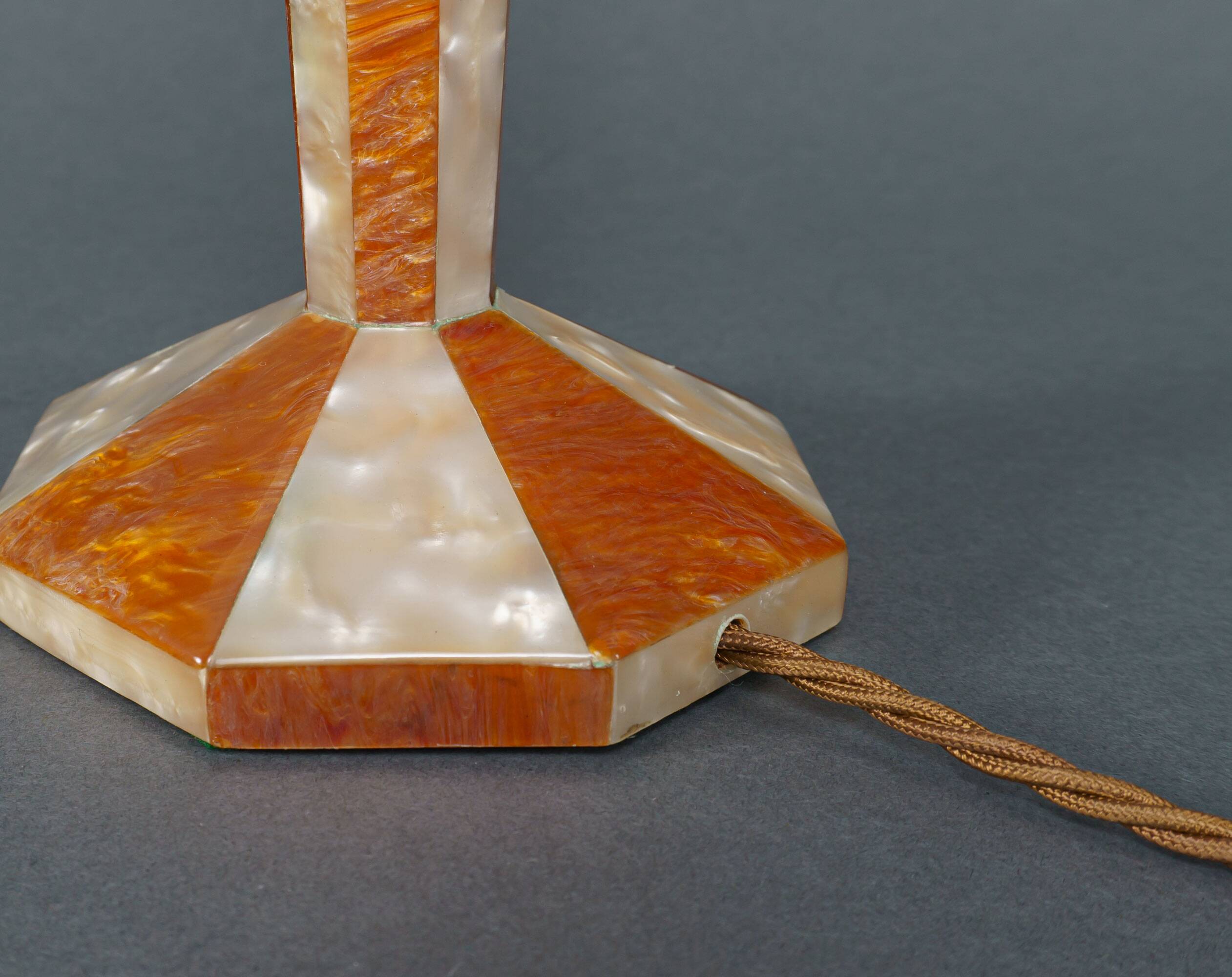 1920s Art Deco Celluloid Mother of Pearl & Tortoiseshell Table Lamp