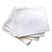 6 old damask linen napkins NG 67 x 76 cm