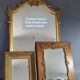 Italian mirror, key frame, vintage 50, engraved wood - gilded 39x32 cm SB