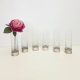 Set of Six Bohemian Ground Crystal and Silver Drinking Glasses